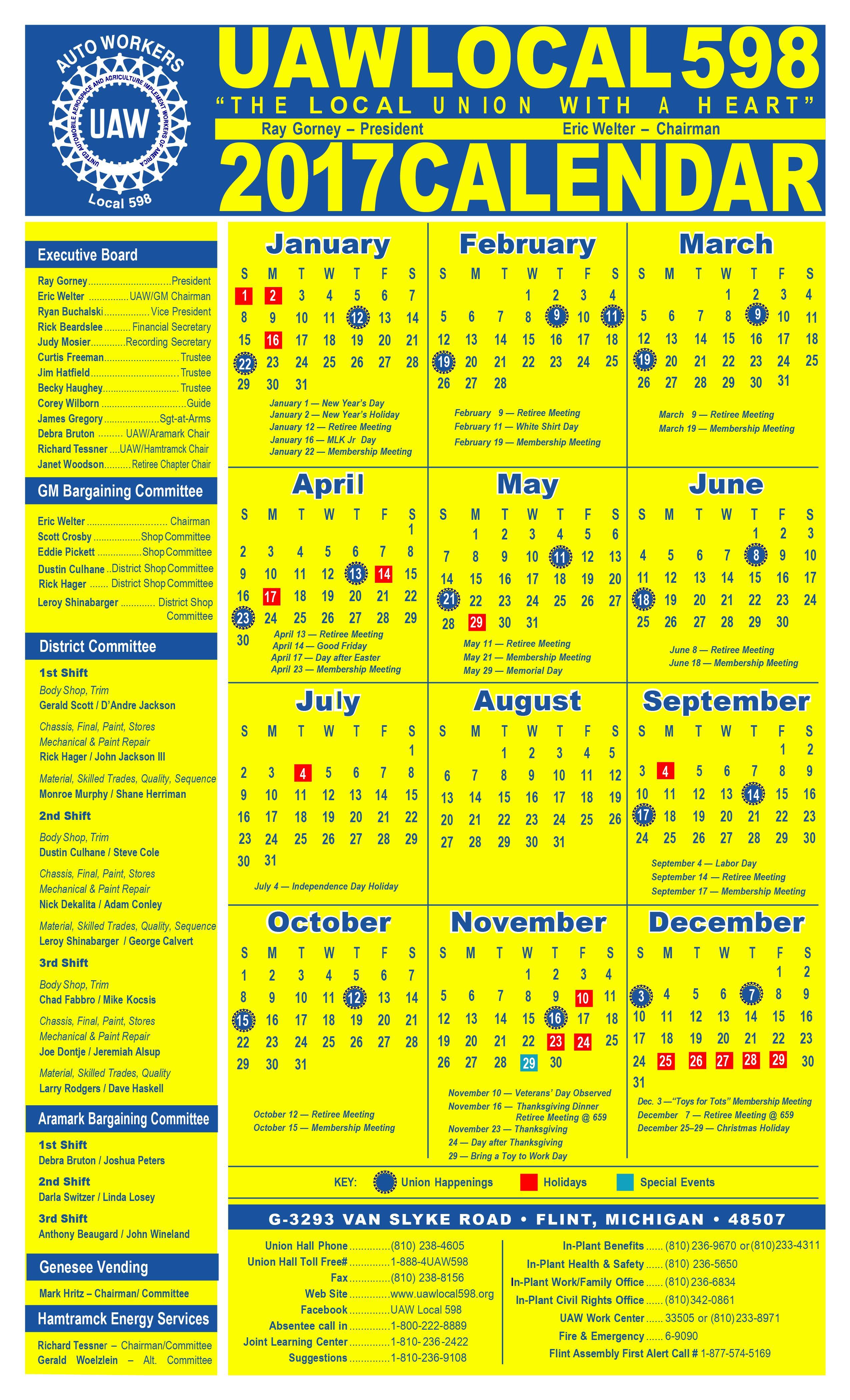 Uaw Holiday Calendar 2022 Customize and Print